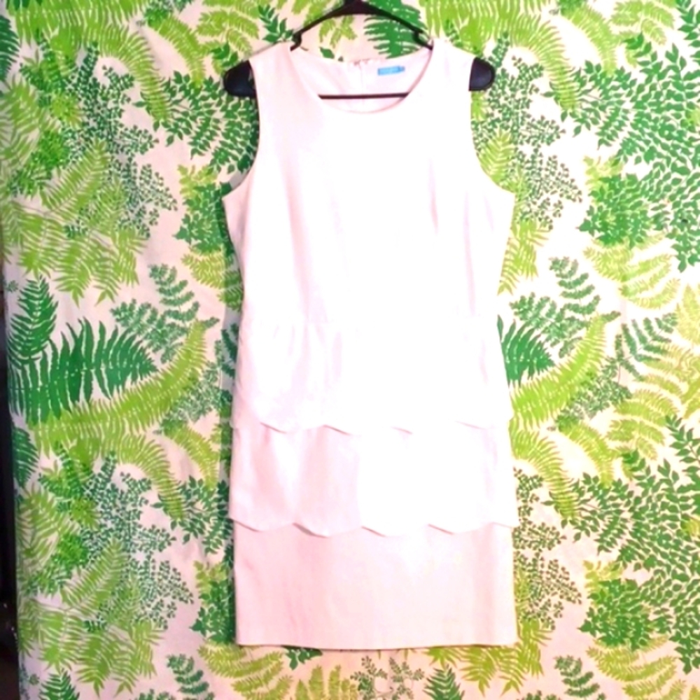 J. McLaughlin White Tiered Sheath Dress